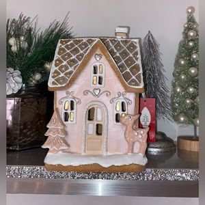 Pink Gingerbread house with led lights pink gingerbread house tiktok NWT